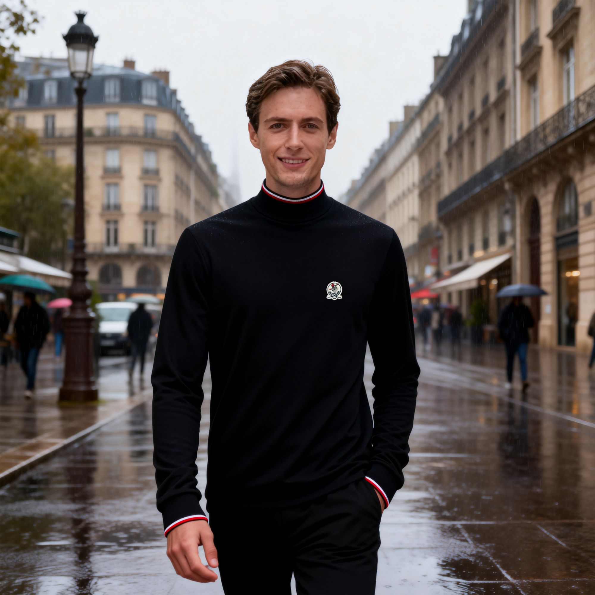 MOTOCAR 2025滑雪系列秋季新款男士双织带时尚休闲运动圆领卫衣