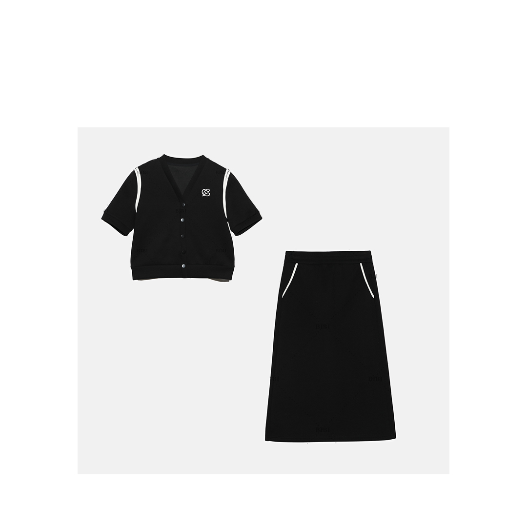 【直播】夏季减龄白色半裙T恤休闲气质显瘦开衫套裙2件套85028