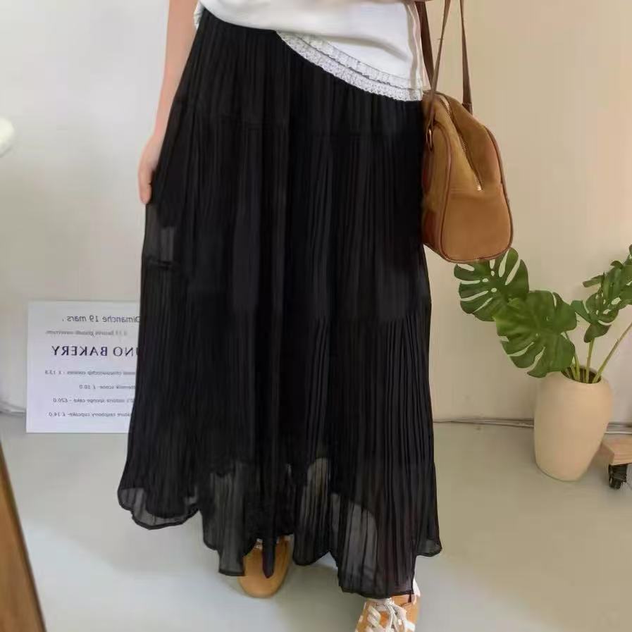 611/3060/139 法式优雅浪漫超仙百褶高腰半身裙长款伞裙大摆