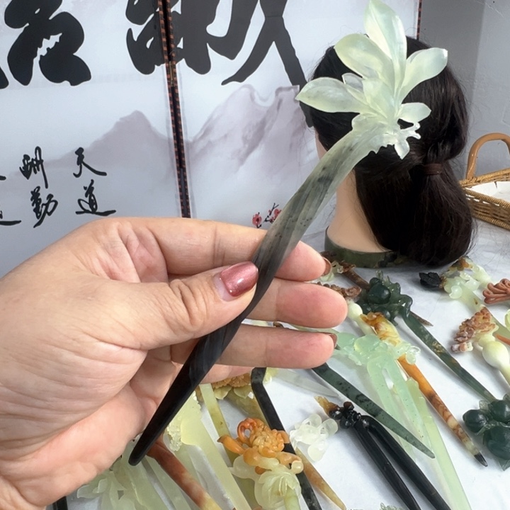 定制蛇纹石玉毛货发饰