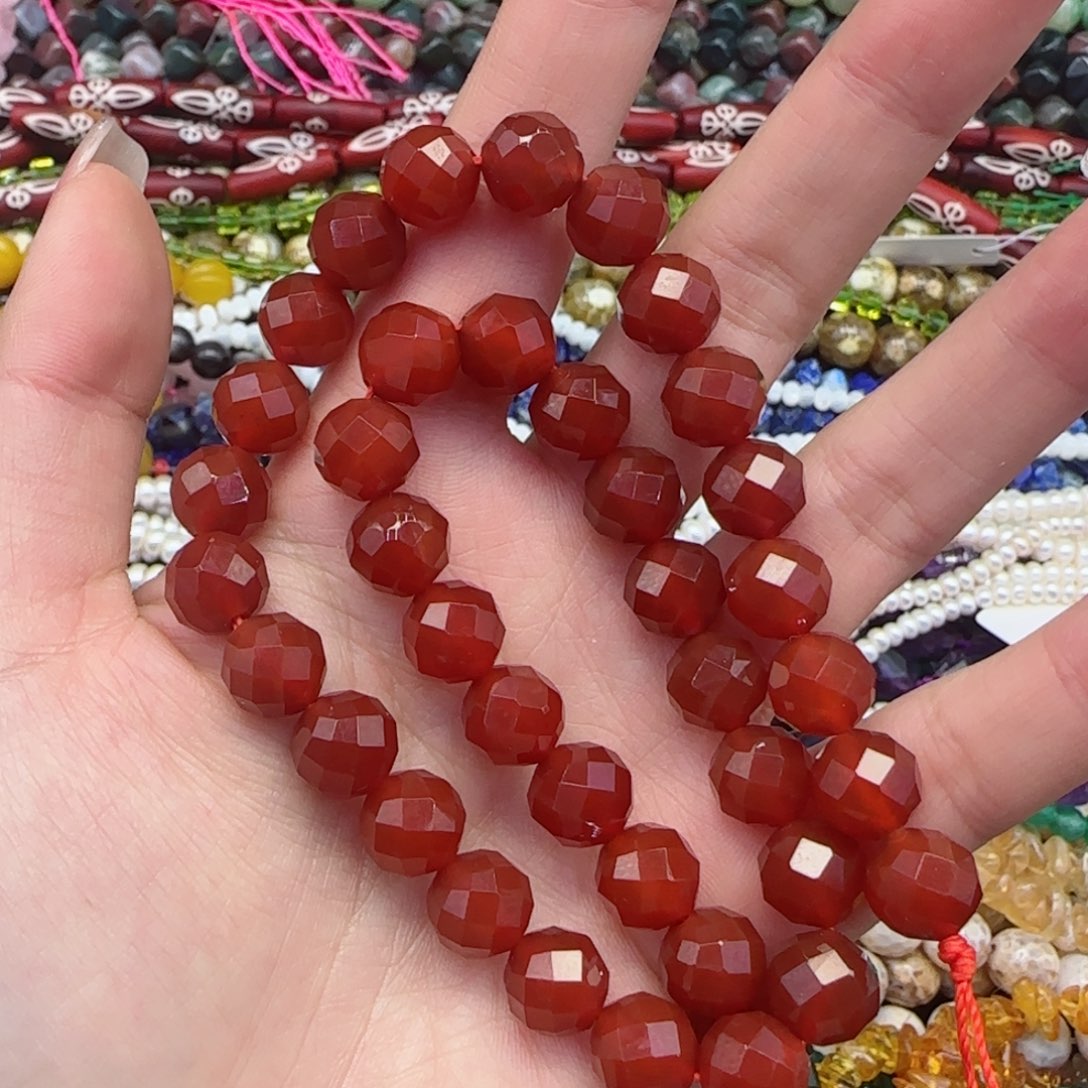 玛瑙/玉髓珠宝半成品未镶嵌一级红玛瑙切面一条卡十