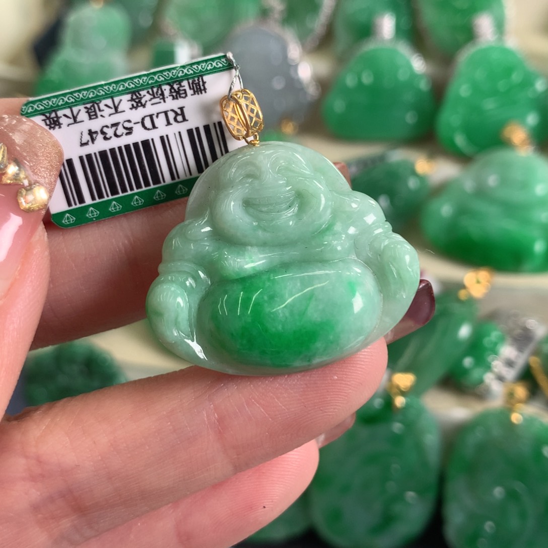 翡翠吊坠(不含链)18K金镶嵌