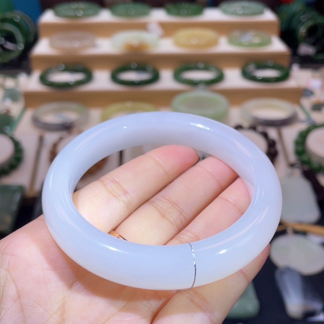 和田玉收藏级白玉手镯59、60未镶嵌