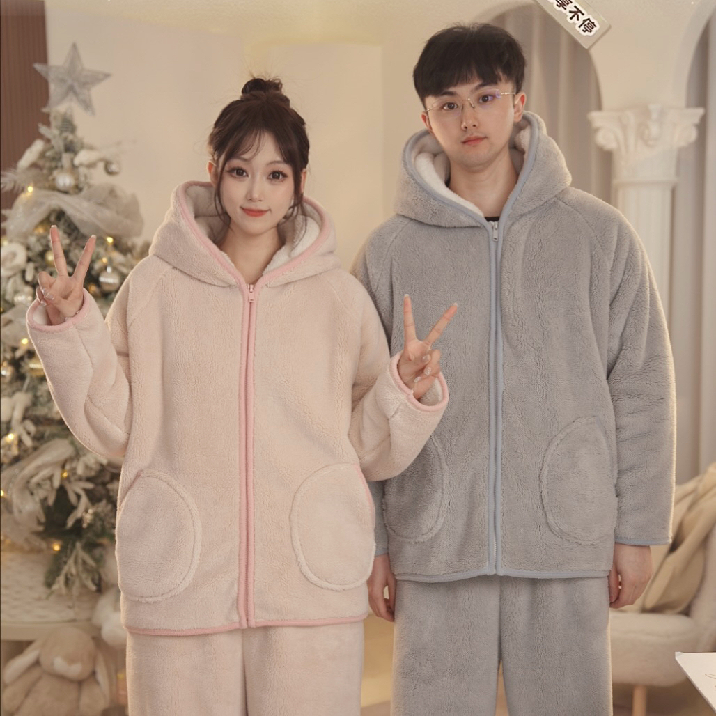 【墩墩复合绒~】冬款情侣款加厚睡衣可外穿网红时尚宽松显瘦男女