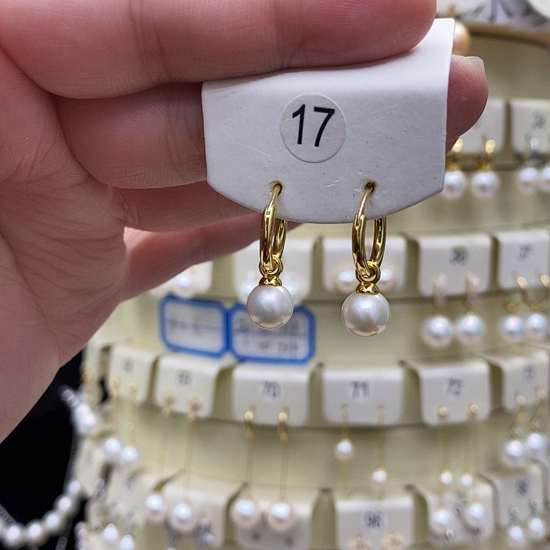淡水珍珠耳饰银S925镶嵌