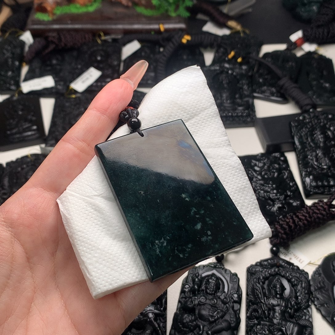 翡翠未镶嵌挂件天然缅甸a货钢琴黑挂件