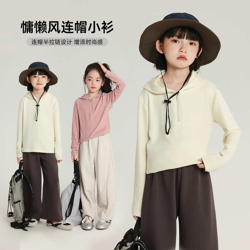 布丁哈鲁【奶油草莓】女童秋季圆领长袖慵懒风T恤2025新款G53TW289