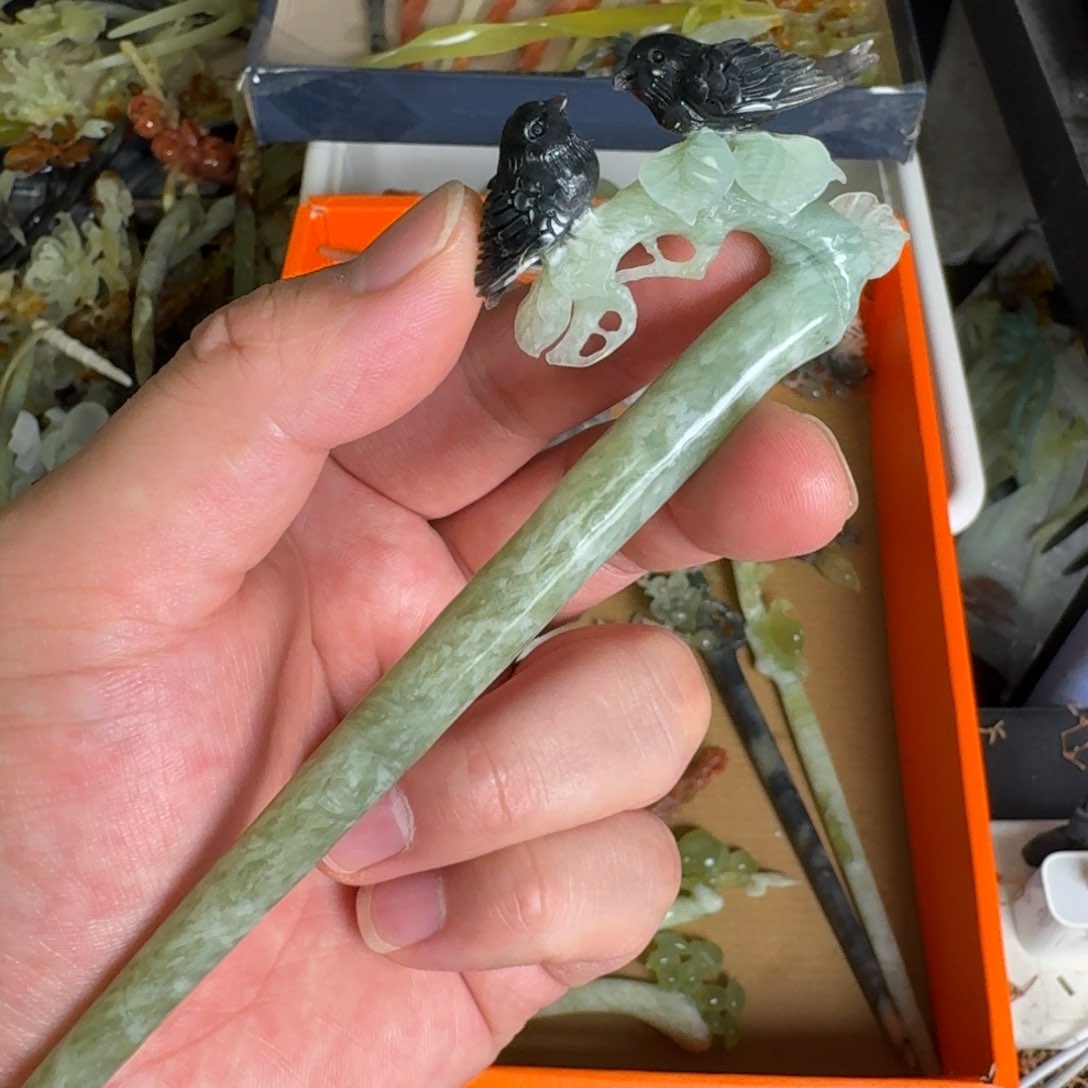 岫玉发饰未镶嵌明君玉簪就是好看