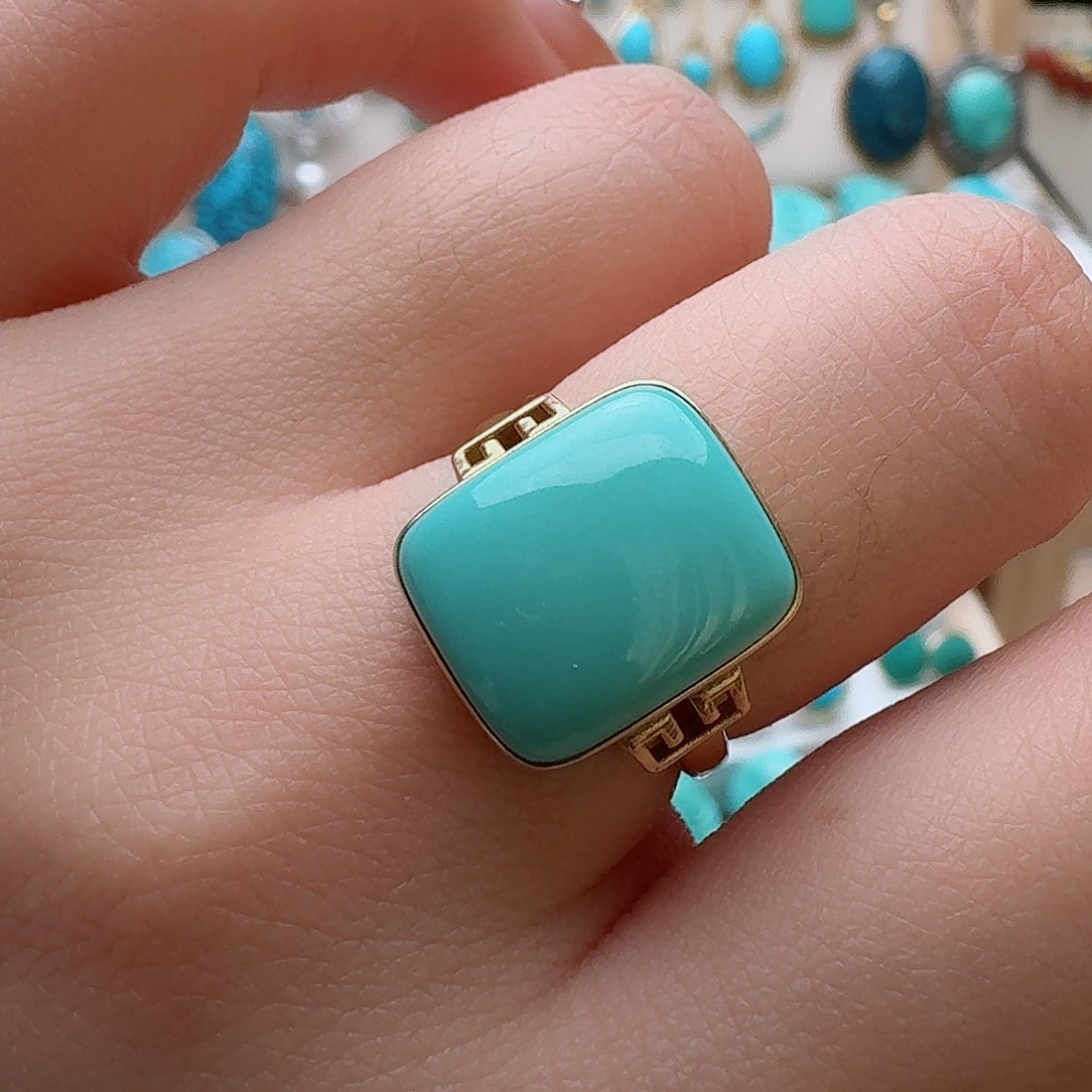 绿松石珠宝奇石18K金镶嵌