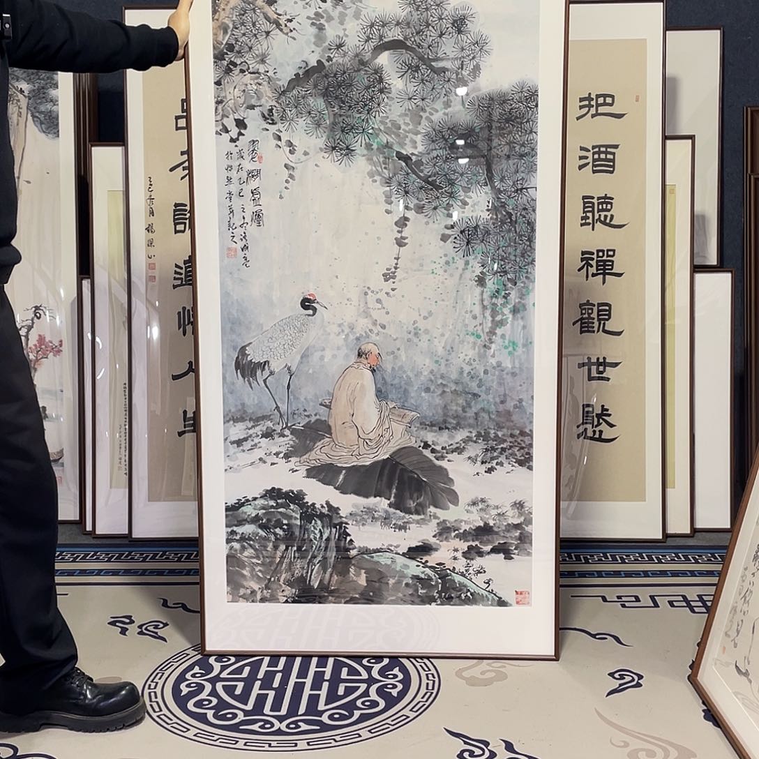 国画手绘画作品带框80/160