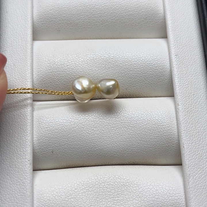 海水珍珠银S925镶嵌耳饰keshi耳钉13号