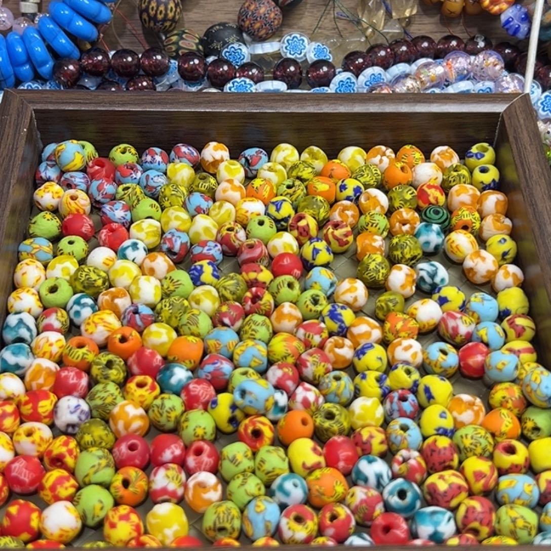 琉璃非金属非洲彩绘珠1元一颗