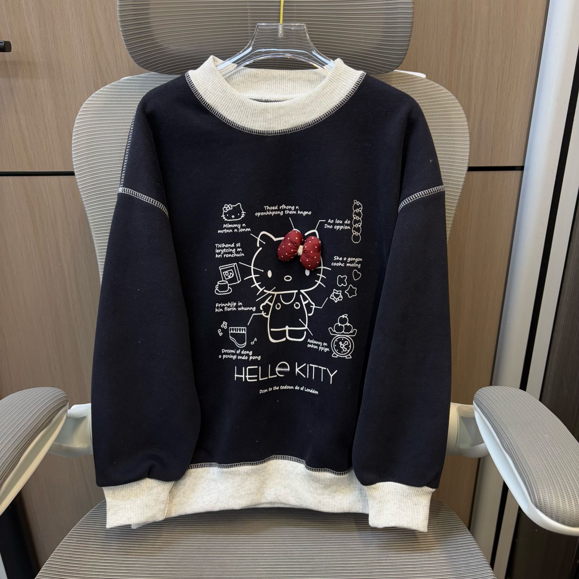 【清货】 冬款韩版解构凯蒂蝴蝶结加绒女童圆领卫衣   F290 290 H