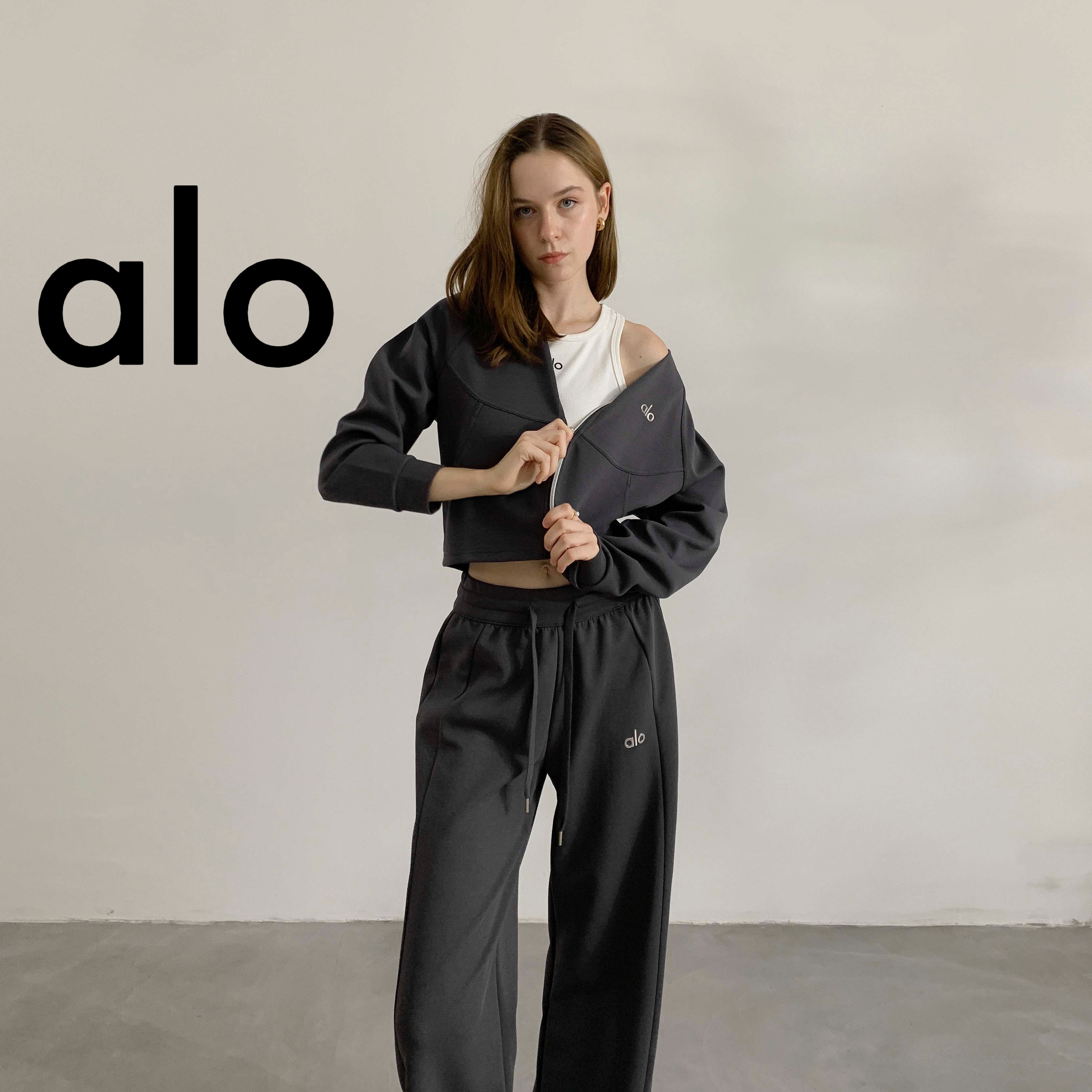 女士秋季宽松立领拉链卫衣式运动健身瑜伽alo官方正品女装