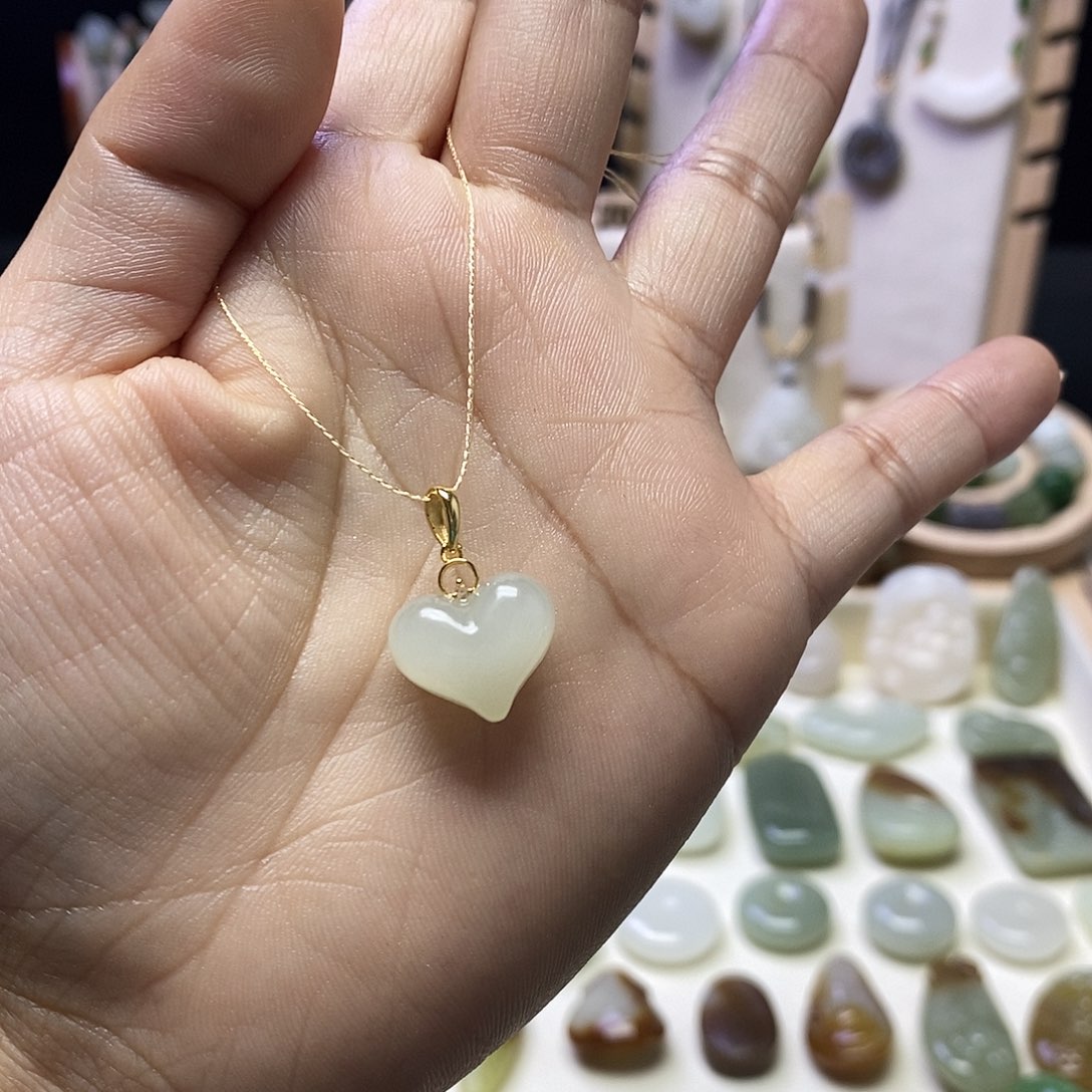 颈饰银S925镶嵌和田玉7*