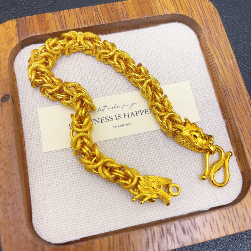 合金手链 饰品龙骨手链双龙头霸气男女潮流男士时尚复古经典大气