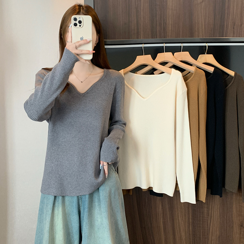 8292大码女装2025秋冬新款时尚针织衫上衣胖mm宽松显瘦长袖打底衫