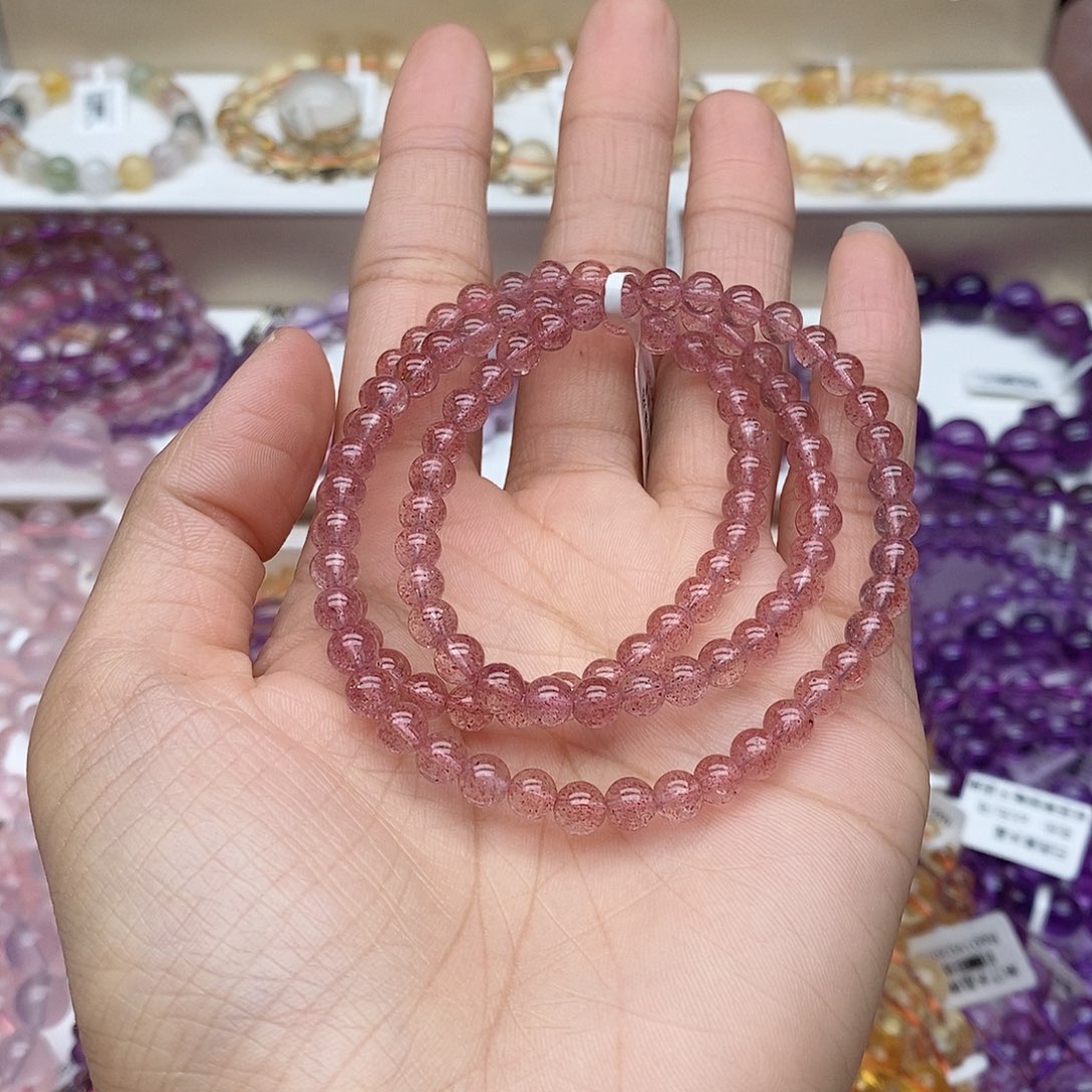 水晶手链未镶嵌草莓晶多圈