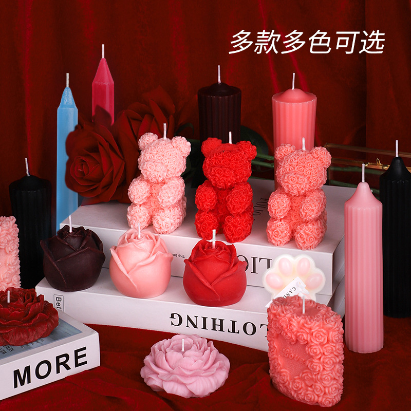 牡丹花低温蜡烛 48度大豆蜡猫爪小熊蜡烛 一件代发