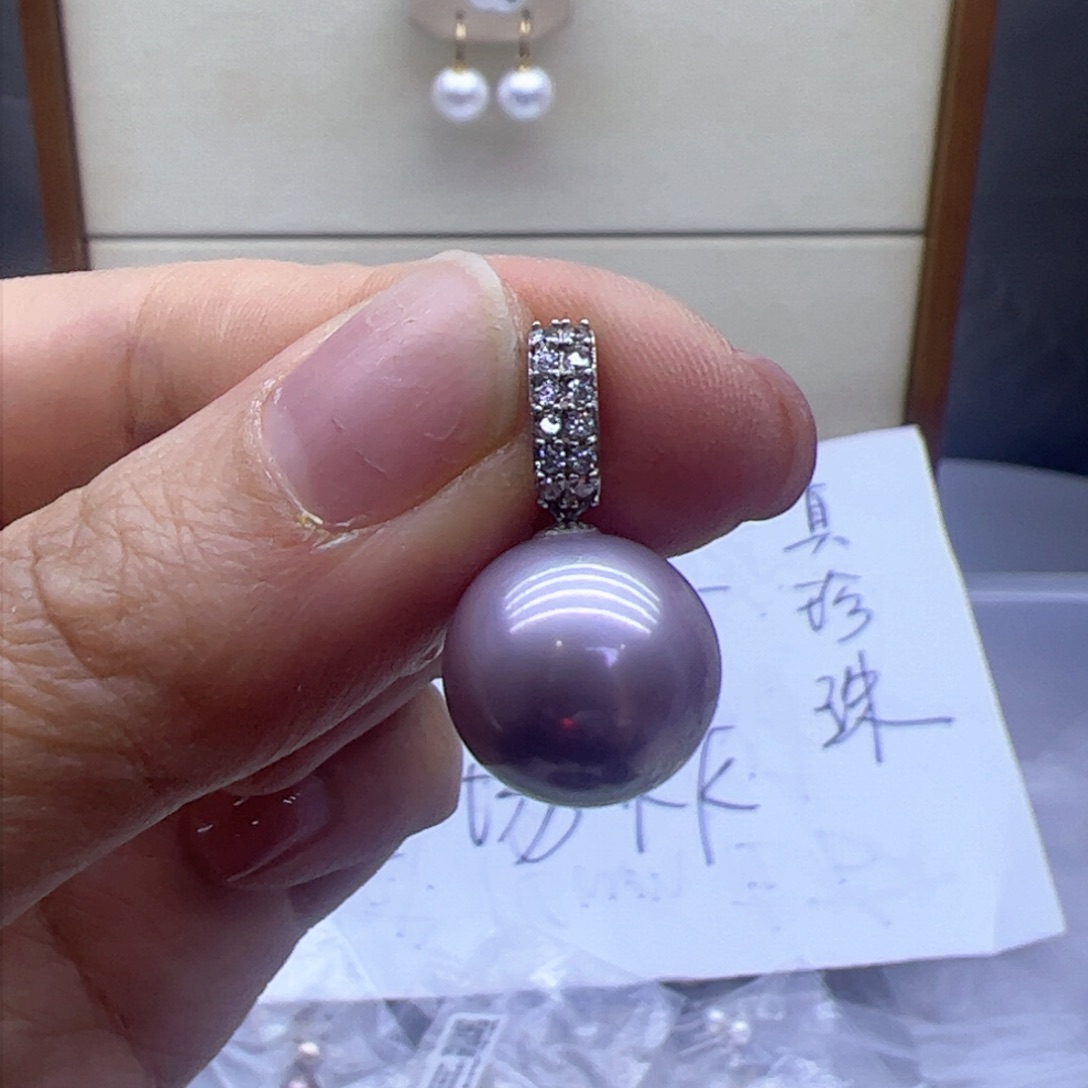 淡水珍珠吊坠(不含链)银S925镶嵌