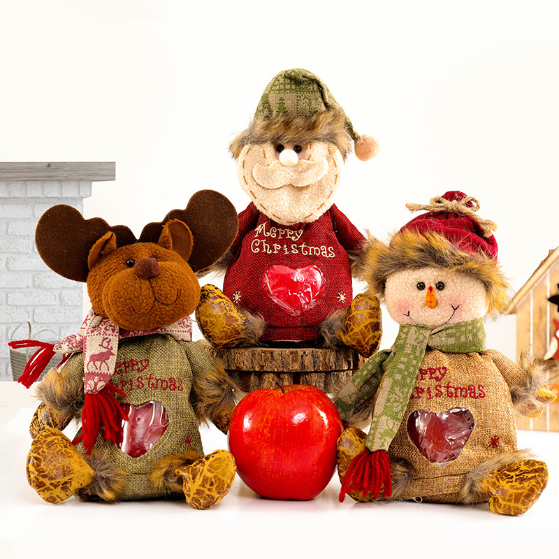 06圣诞节装饰礼物儿童手提小礼袋礼品袋平安夜苹果袋糖果布袋幼儿