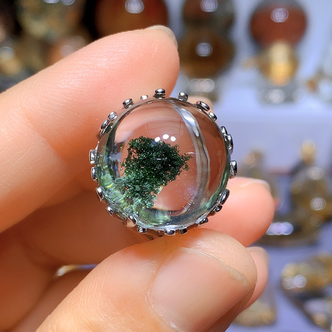 水晶戒指银S925镶嵌天然水晶