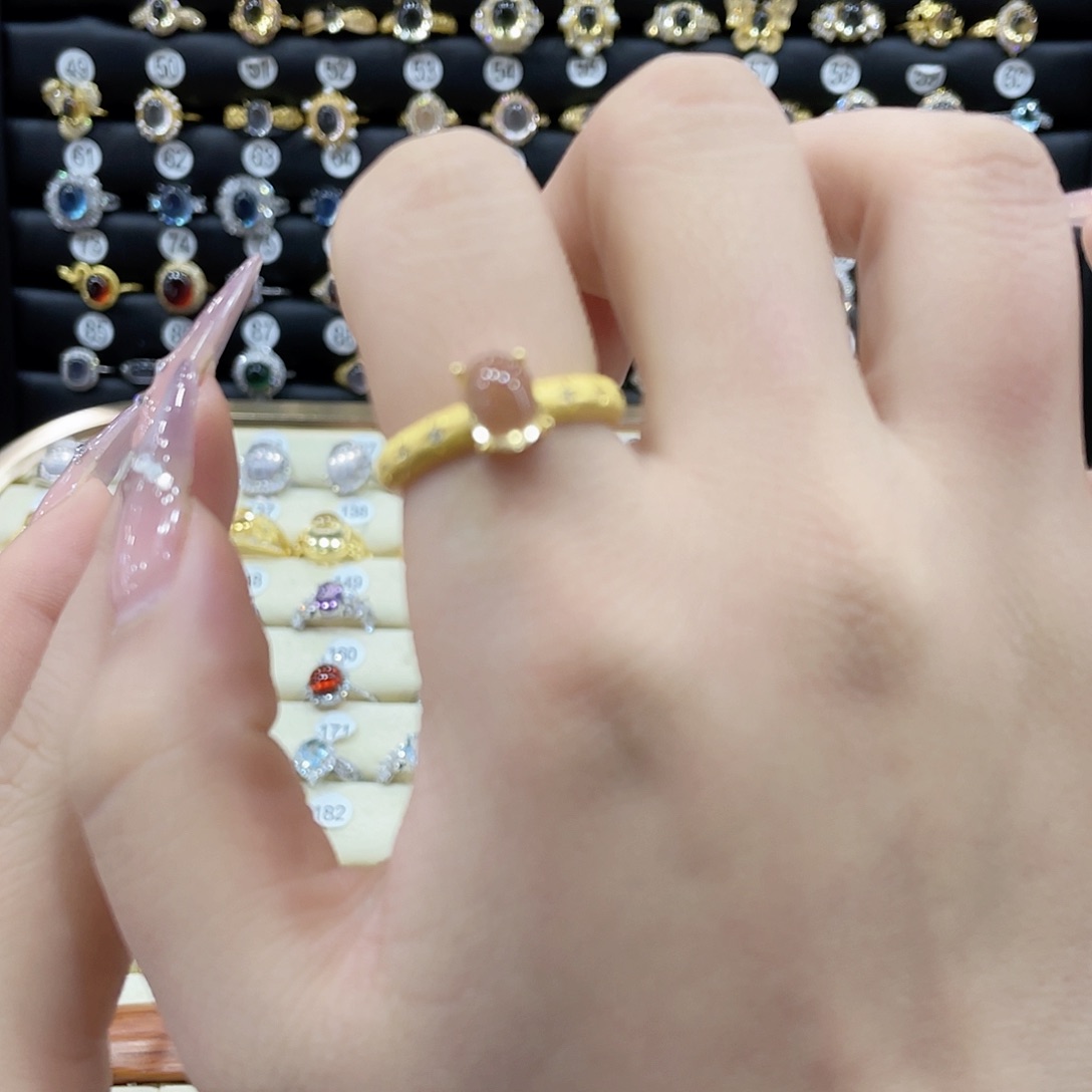 黄晶戒指女款银S925镶嵌