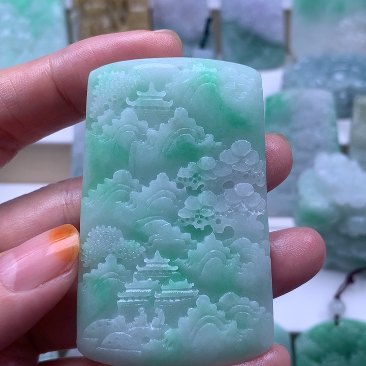 定制翡翠未镶嵌挂件山水挂件