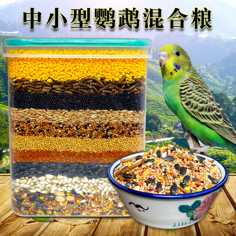 炫料鹦鹉鸟粮虎皮鹦鹉玄凤牡丹鸟食带壳黄谷子五色黍子小米混合粮