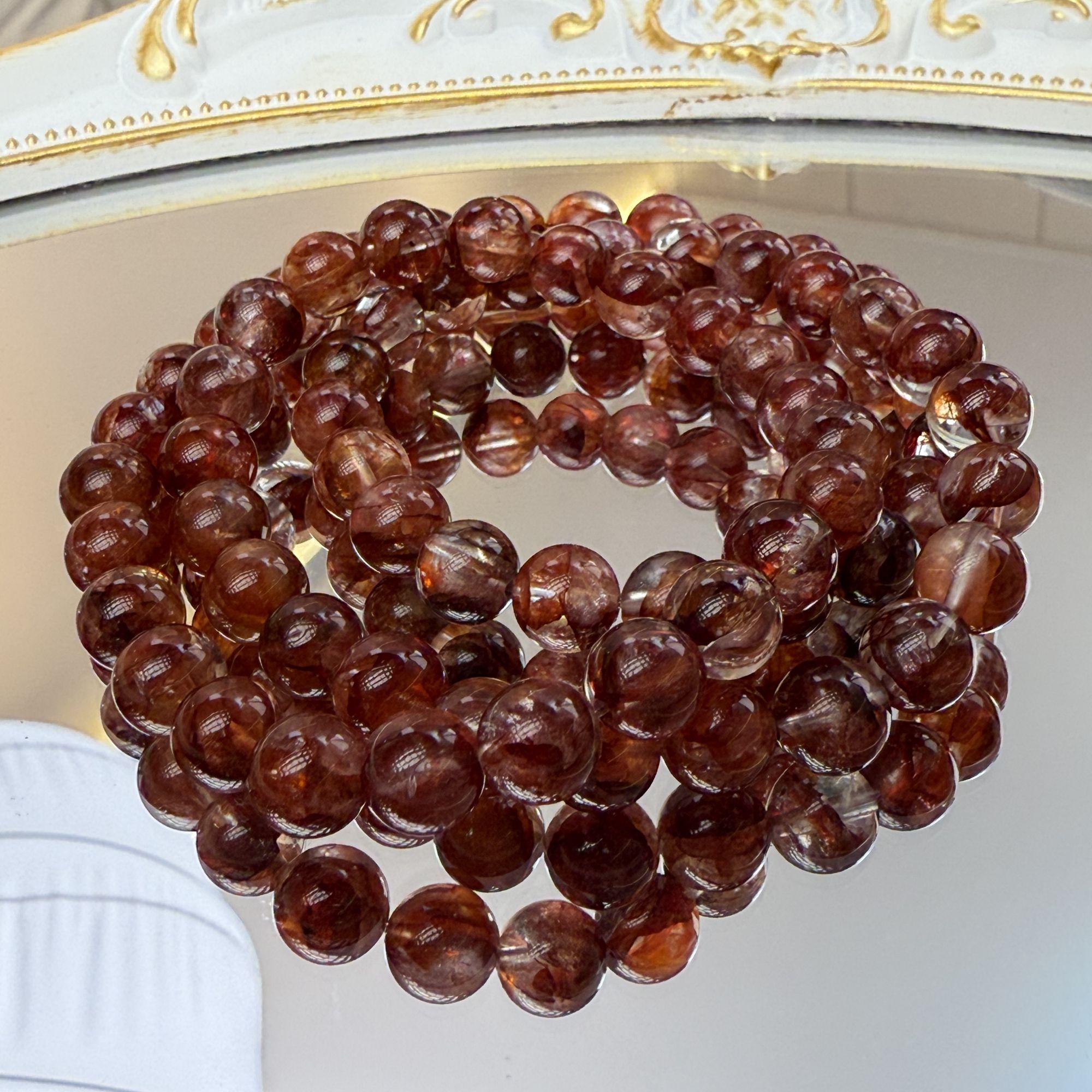 【小晶梨专属】天然多圈红胶花水晶手串 多样性发其一