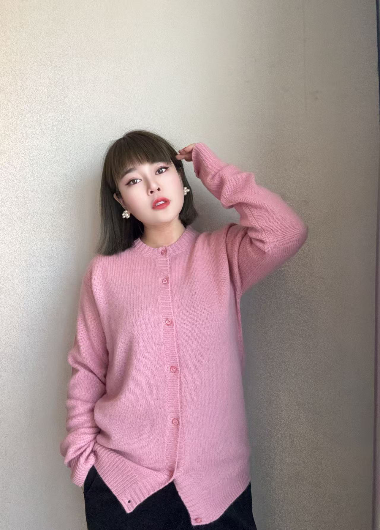 羊毛羊绒圆领开衫(no退换)