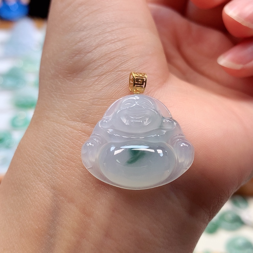 【闪购商品】翡翠18K金镶嵌吊坠(赠链)
