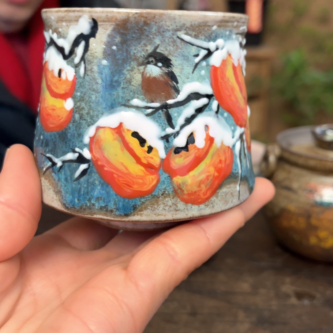 杯知**乐景德镇柴烧手绘杯
