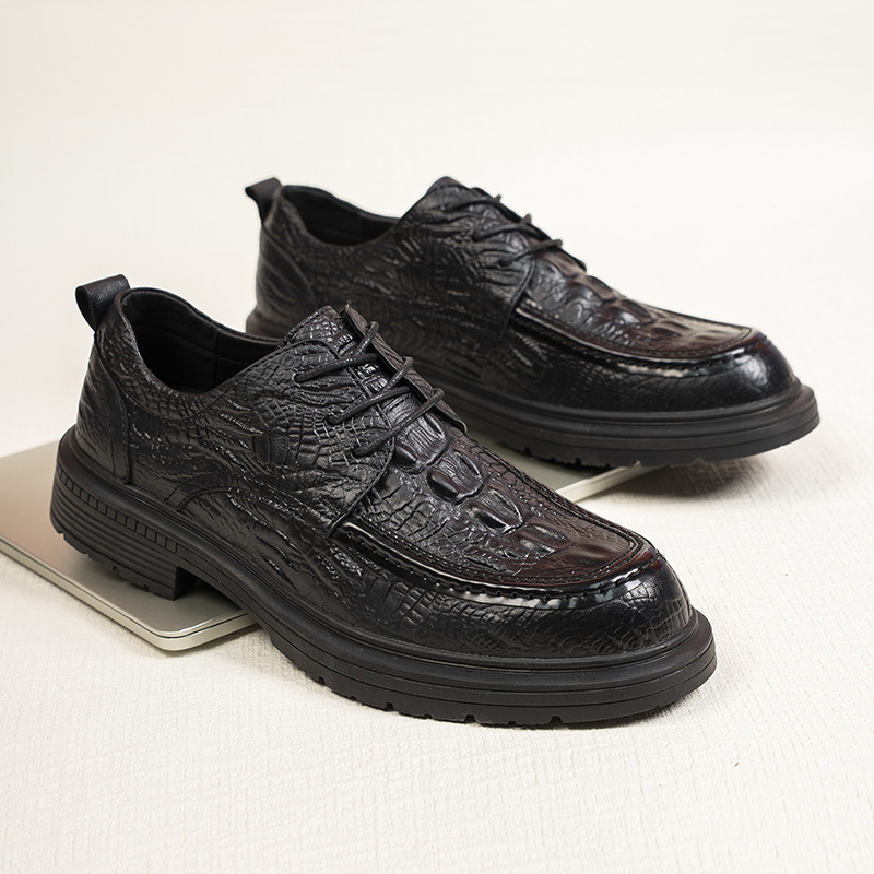 头层牛皮鳄鱼纹商务正装皮鞋男英伦风休闲真皮上班新郎男鞋25253
