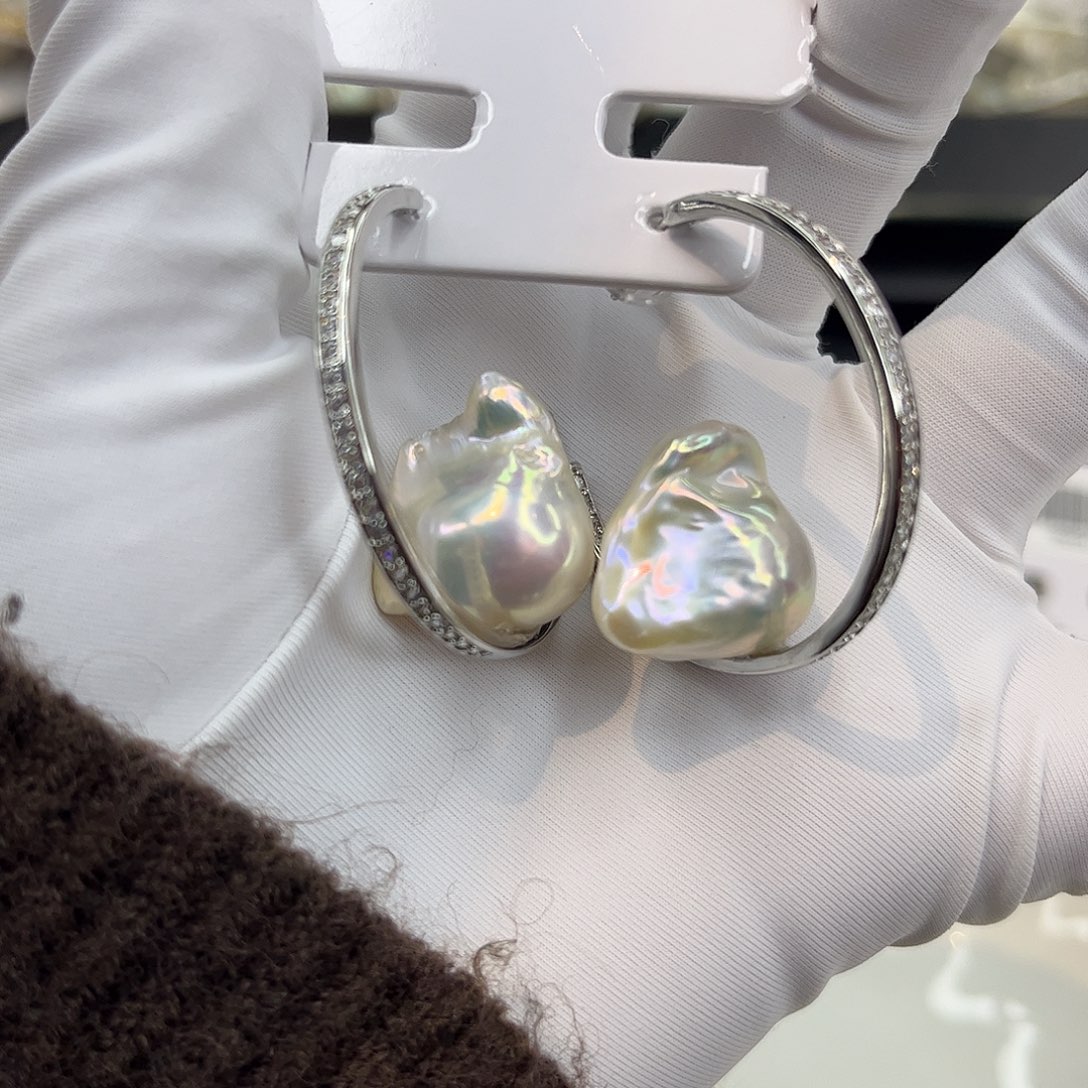 合金淡水珍珠耳饰