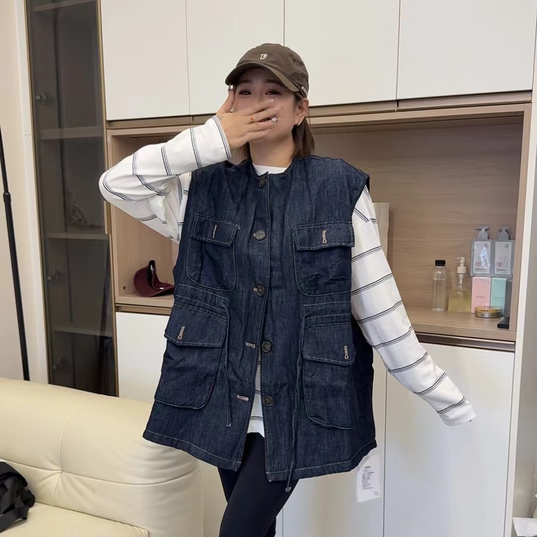 魏佳推荐-新款时尚百搭休闲无袖夹棉背心牛仔马甲棉服女57696