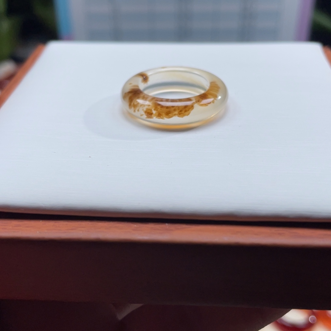 灰***布玛瑙/玉髓未镶嵌戒指Z16.2港12