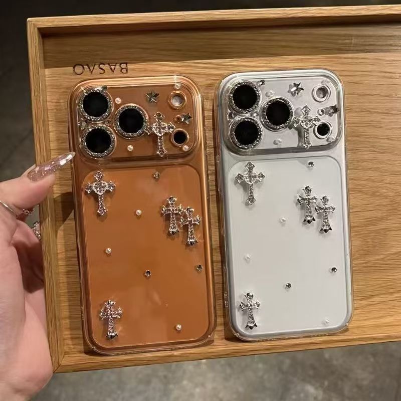 轻奢高级闪钻十字架适用于苹果17promax手机壳iPhone16151413软壳