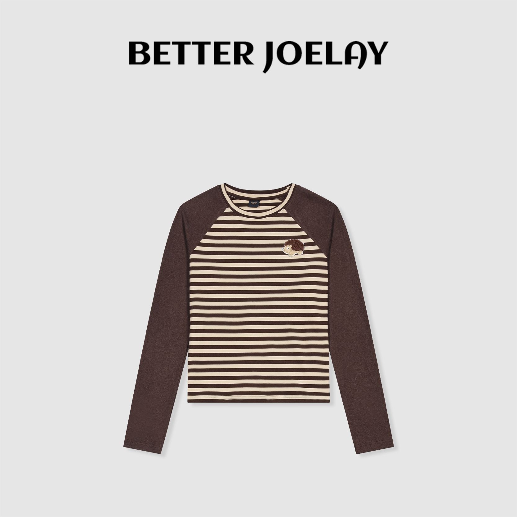 BETTERJOELAY-【小刺猬】时尚宽松插肩长袖T恤百搭休闲KH1189