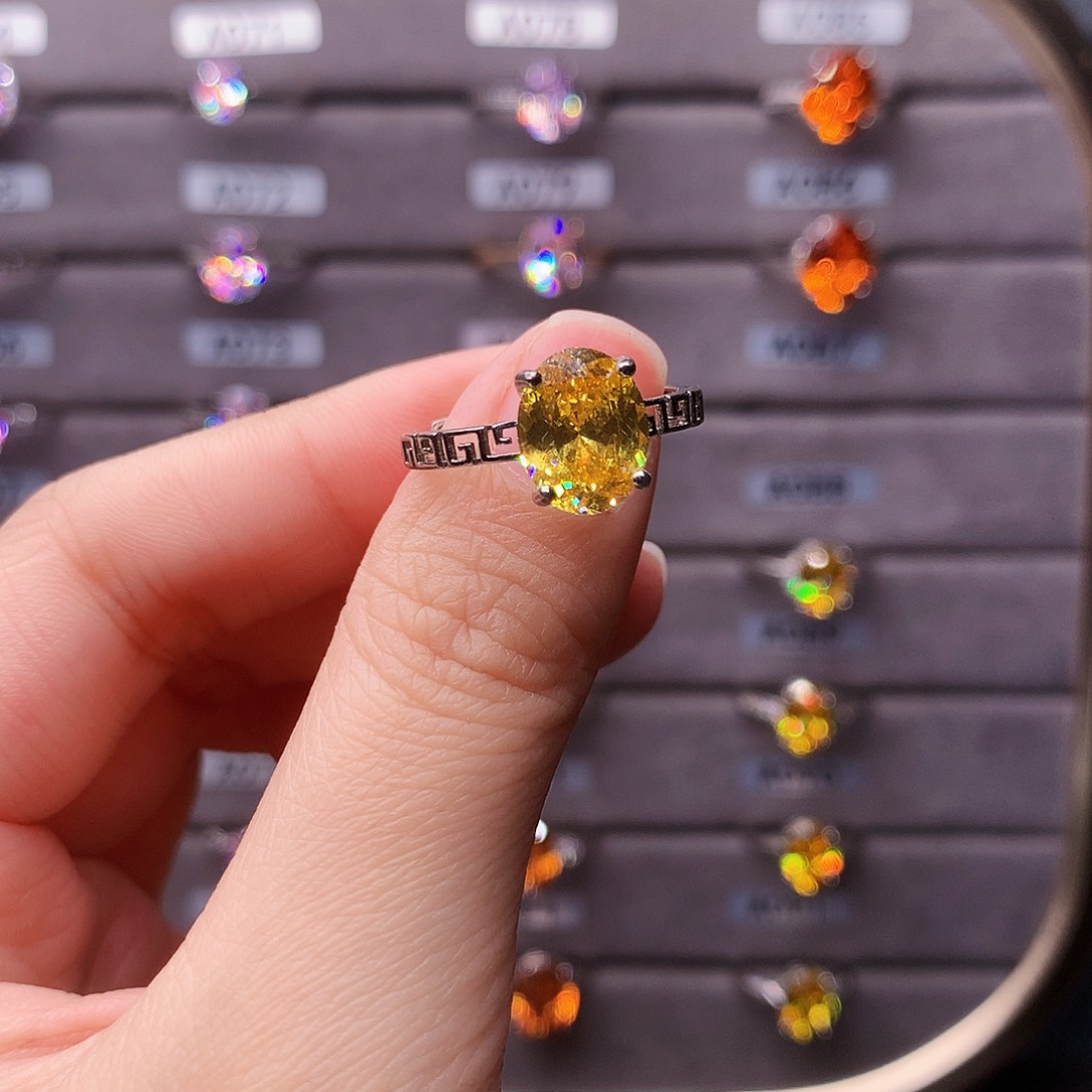 银S925镶嵌戒指黄色碧玺