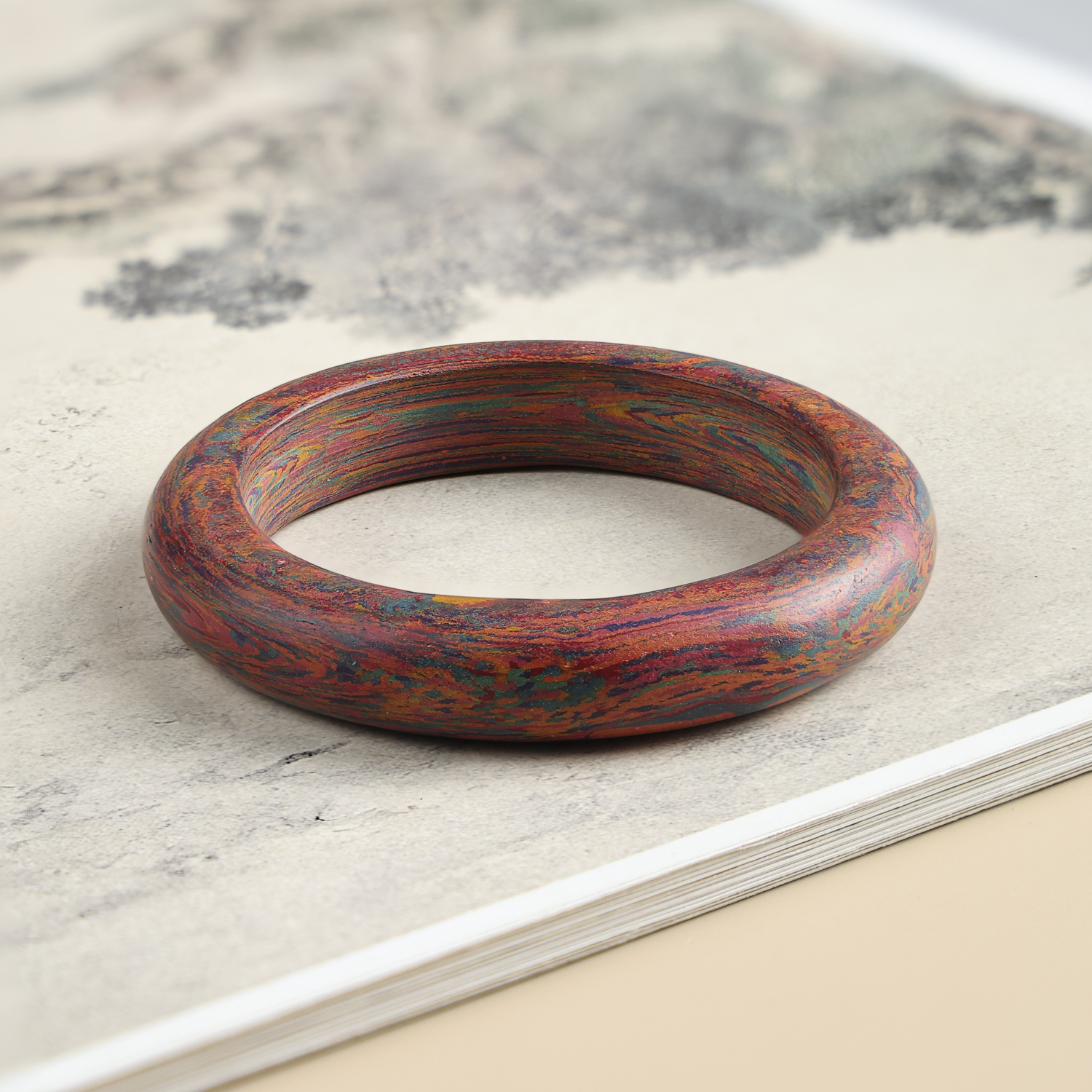 敦煌七彩手镯贵妃镯HX0343天然草本 古法炮制泥塑