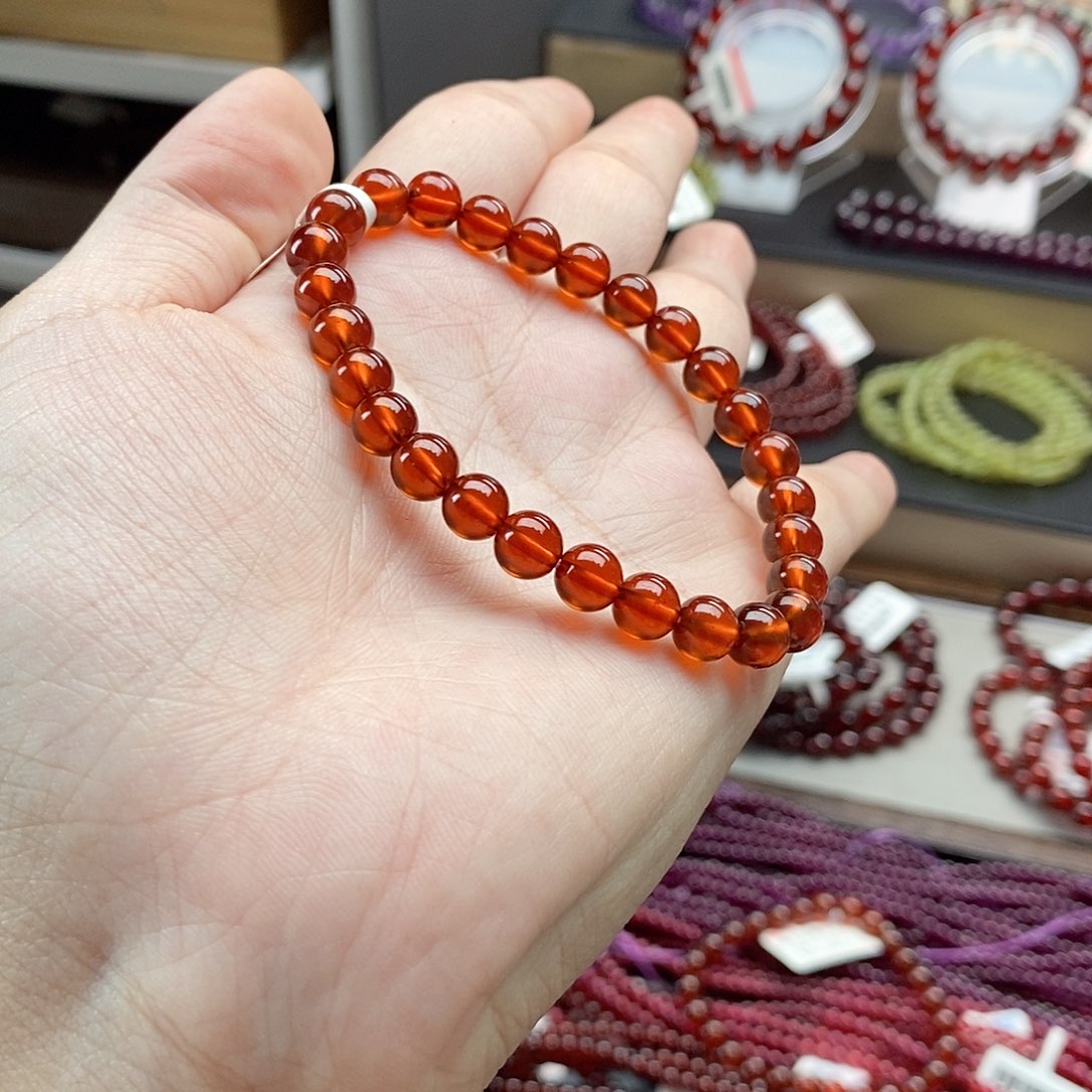 手链未镶嵌石榴石7mm橙色精品