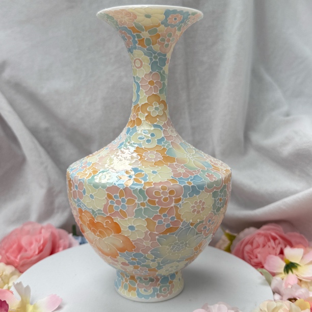 景德镇陶瓷非遗立体浮雕万花花瓶新中式花器闺蜜情侣高颜值礼物