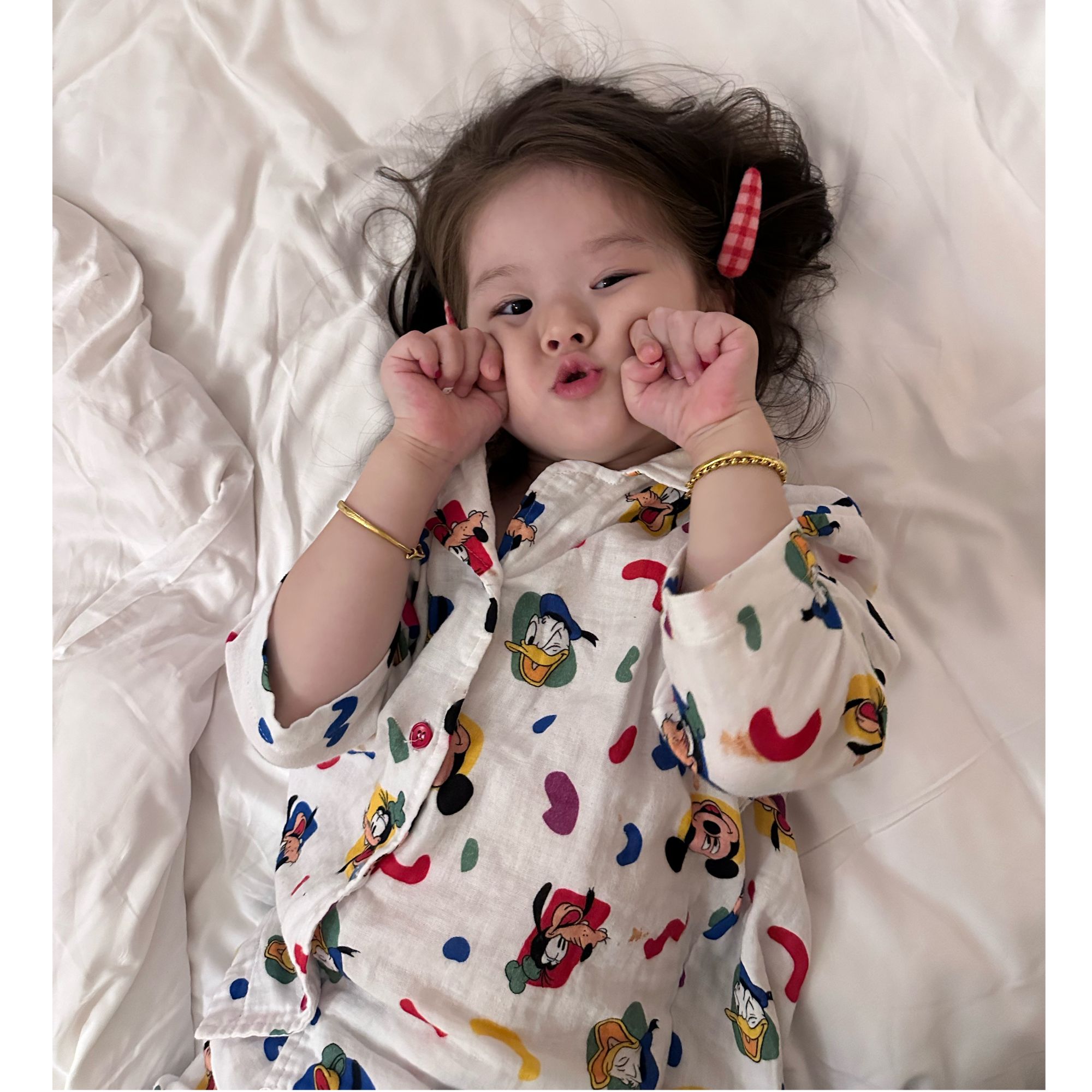 小思家女童春季新款休闲韩版可爱卡通米奇满印印花家居服套装