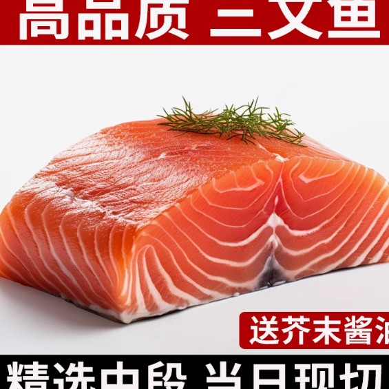 现切 进口挪威三文鱼中段新鲜 55.8净肉半斤