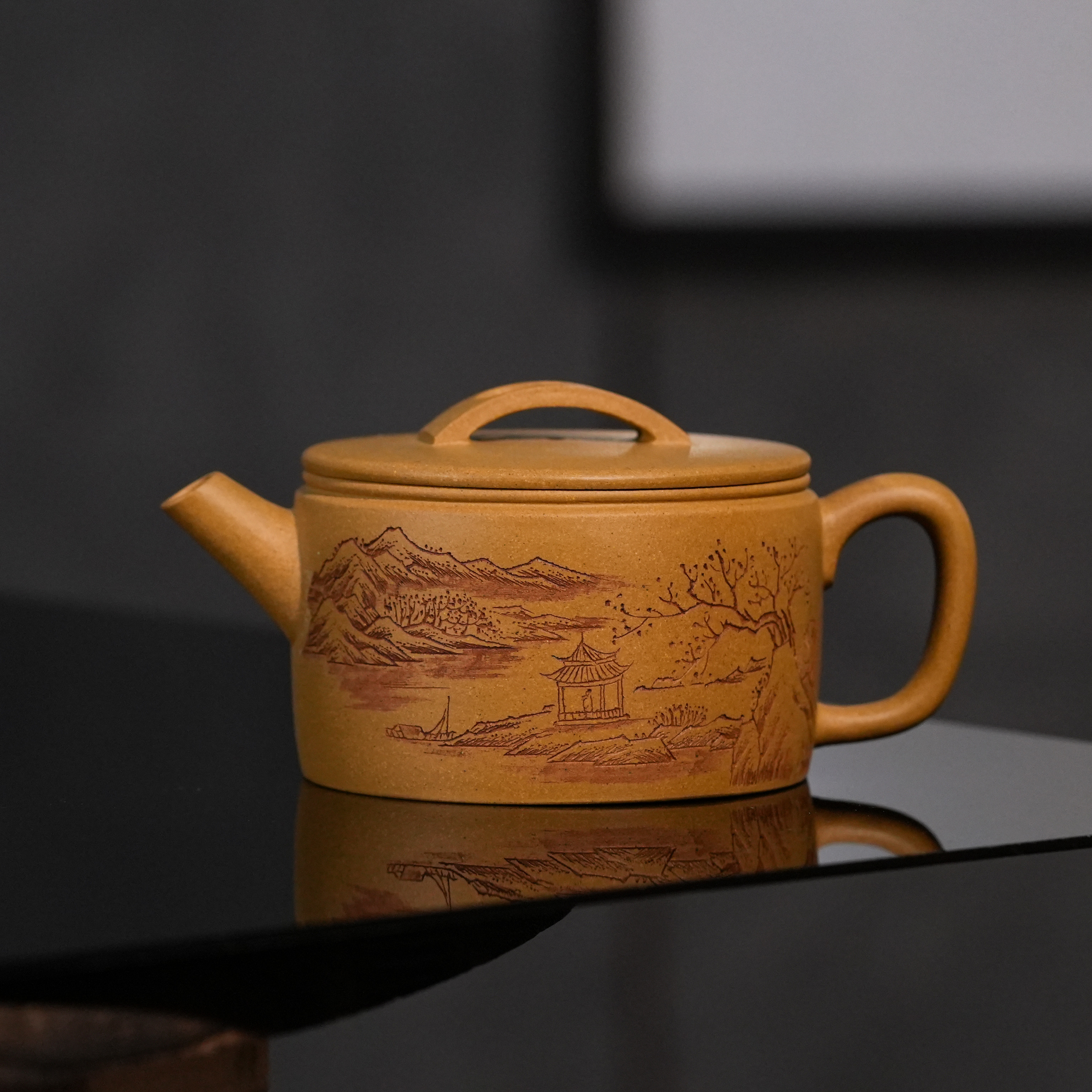 【央广非遗】乘风阁原创.黄金段【湖心亭看雪】紫砂茶壶.160cc