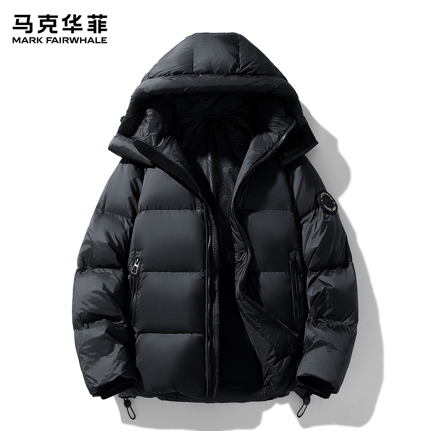 马克华菲加厚保暖羽绒服男士秋冬季新款高端休闲时尚连帽情侣外套