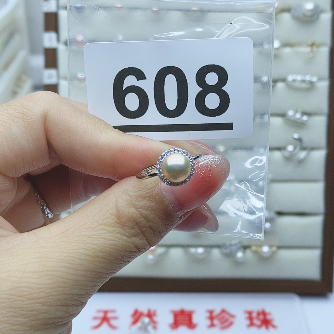 淡水珍珠戒指银S925镶嵌听*雨608