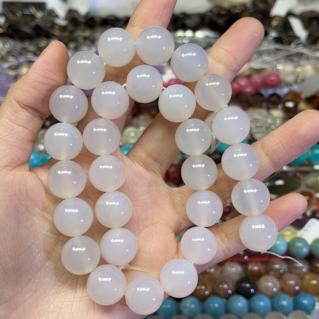 玛瑙/玉髓散珠天然白玛瑙卡14➕长条38厘米