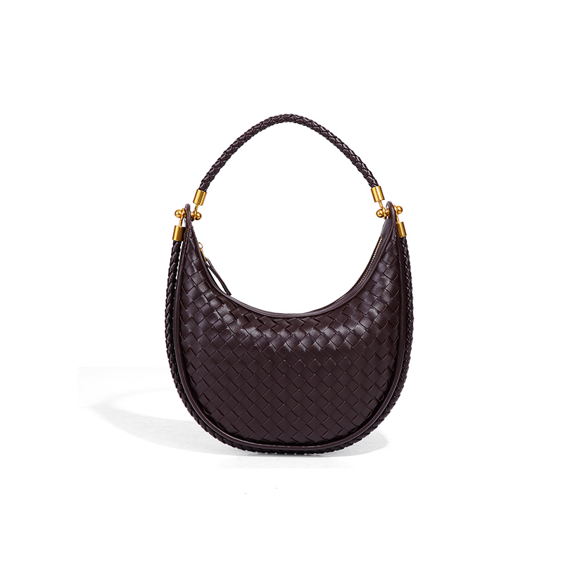 新款手工编织腋下包月牙马鞍包B2347-巧克力